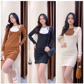 Đầm Váy body dạng yếm chất thun tă co dãn mặc đi chơi siêu xinh( ảnh thật 4-6)