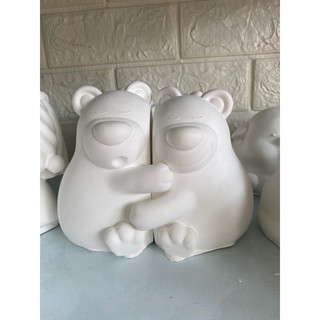 Cặp đôi gấu ôm nhau chưa kèm màu cao 14cm