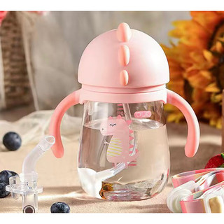 Bình Tập Hút Nước Khủng Long Baby House 260ml - Nhựa Tritan Cao Cấp, Không BPA, Ống Hút Silicone Mềm Mại Cho Bé