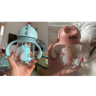 Bình Tập Hút Nước Khủng Long Baby House 260ml - Nhựa Tritan Cao Cấp, Không BPA, Ống Hút Silicone Mềm Mại Cho Bé