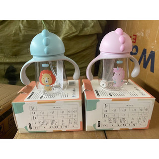Bình Tập Hút Nước Khủng Long Baby House 260ml - Nhựa Tritan Cao Cấp, Không BPA, Ống Hút Silicone Mềm Mại Cho Bé