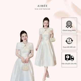 Váy/ đầm nữ tafta đính nơ đi dự tiệc/ đi làm Aimee