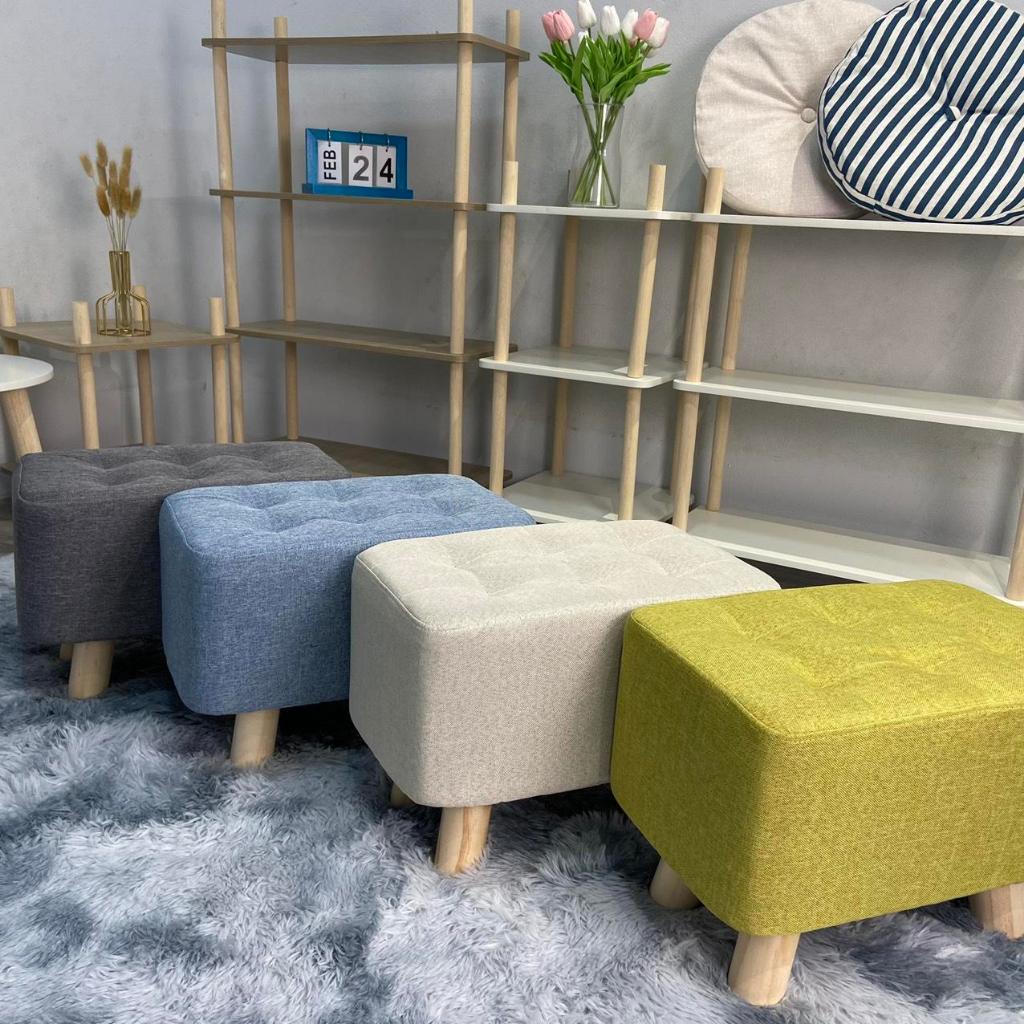 Ghế Sofa chờ dài - Ghế Đôn đệm đàn hồi chân gỗ tự nhiên