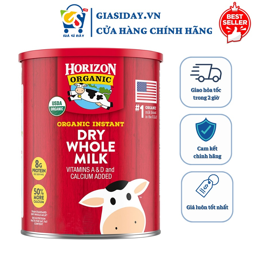 Sữa Horizon Organic Dry Whole Milk, Sữa Tươi Nguyên Kem Dạng Bột, Sữa Bột Công Thức 870g
