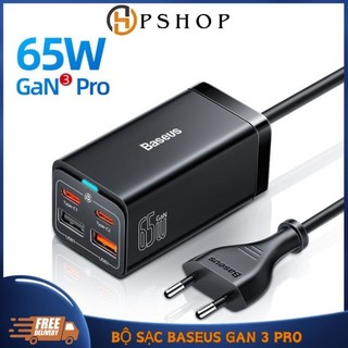 Bộ sạc nhanh baseus 65w gan3 pro desktop fast charger kèm cáp sạc nhanh c to c 100w