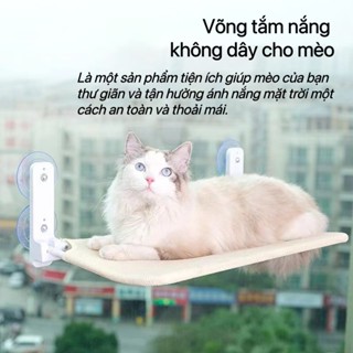 Giường treo gắn kính cho mèo, võng treo cửa sổ tắm nắng cho mèo không dây có 4 cục hít đi kèm, võng tắm nắng cho thúcưng