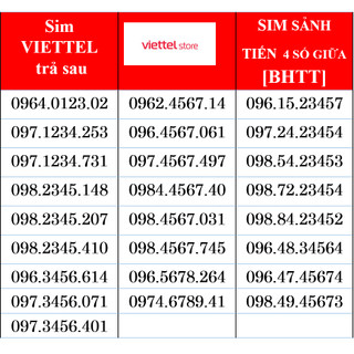 Sim Viettel Trả sau 09 Cực đẹp, sim số tiến theo yêu cầu mã số 04, shop uy tín
