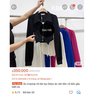 Áo croptop dài tay vân tăm Delys