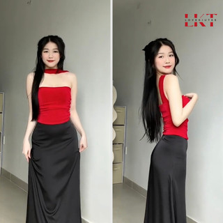 Áo quây ống croptop với kiểu dáng dây ngang cổ LOVEKIUTEE