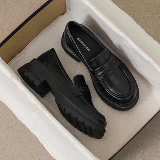 Giày đốc nữ JK da bò dế phẳng cao 4 cm hàng QC phong cách Anh Quốc