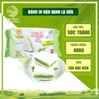 Bánh in đậu xanh lá dứa Tân Huê Viên 400g, bánh in Sóc Trăng túi 10 bánh bao bì riêng từng bánh