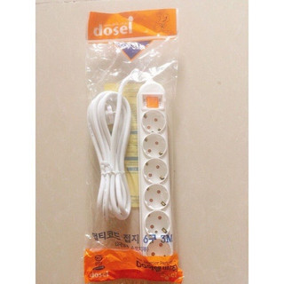 Ổ cắm điện Hàn Quốc Dosel chống giật 6 lỗ 1 công tắc dây dài 3m tự động ngắt điện khi quá tải
