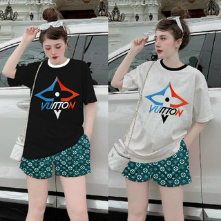Set short cotton phối họa tiết 3d logo cao cấp