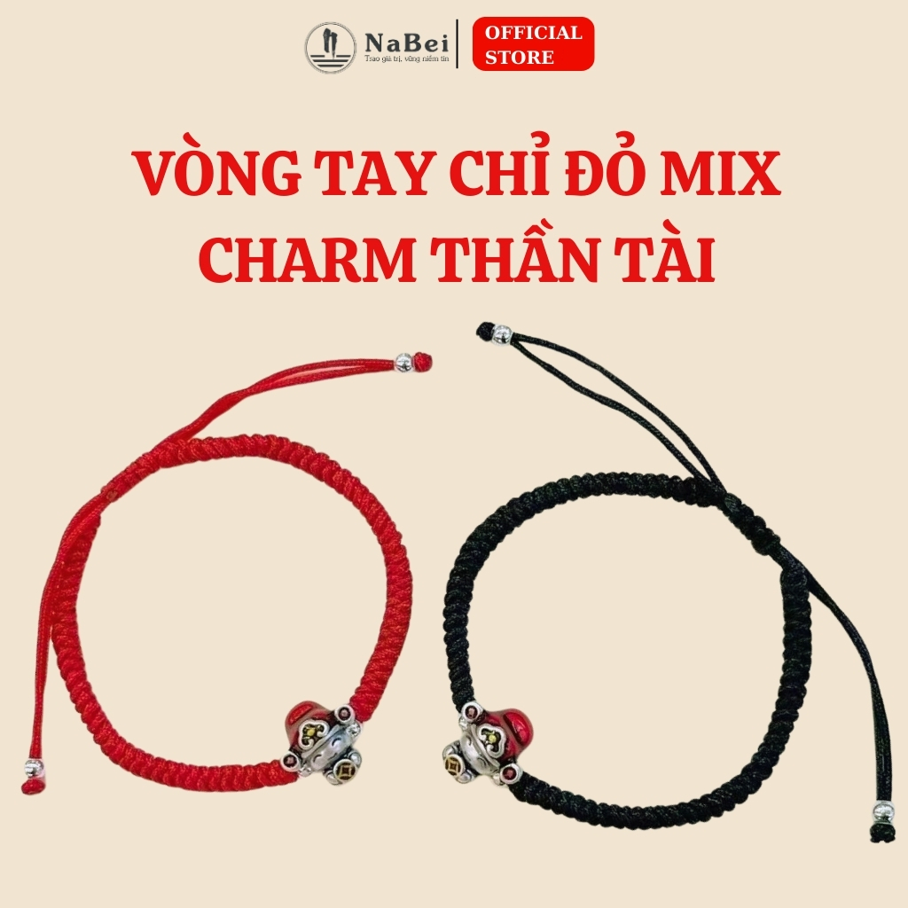 Vòng Tay Chỉ Đỏ Mix Charm Thần Tài, May Mắn, Tài Lộc NB89 - Phong Thuỷ NaBei Store