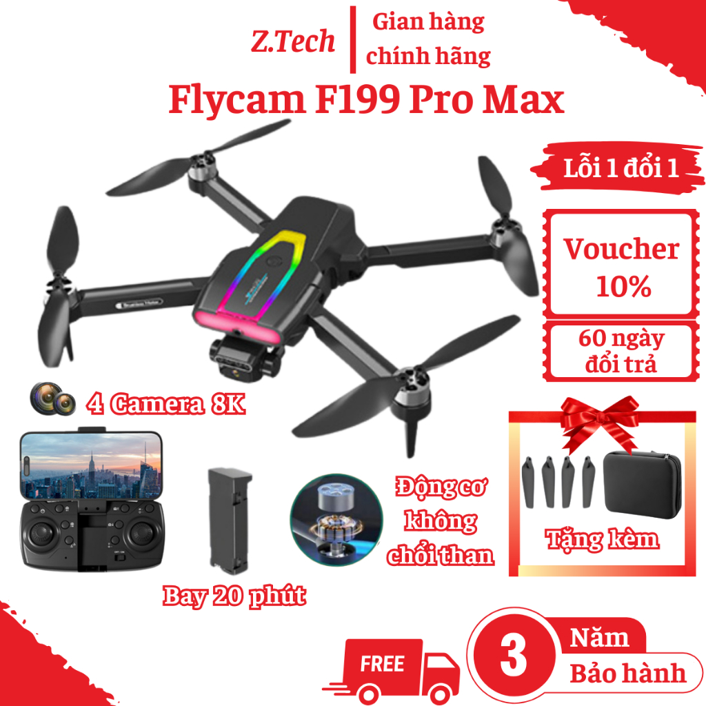 Flycam Điều Khiển Từ Xa F199, Plycam Mini Giá Rẻ Dành Cho Người Mới, Máy Bay Điều Khiển Từ Xa