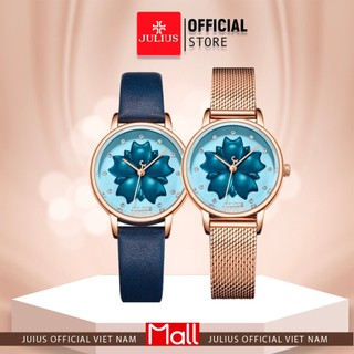 Julius Official | Đồng hồ nữ JULIUS JA-1000 dây da xanh