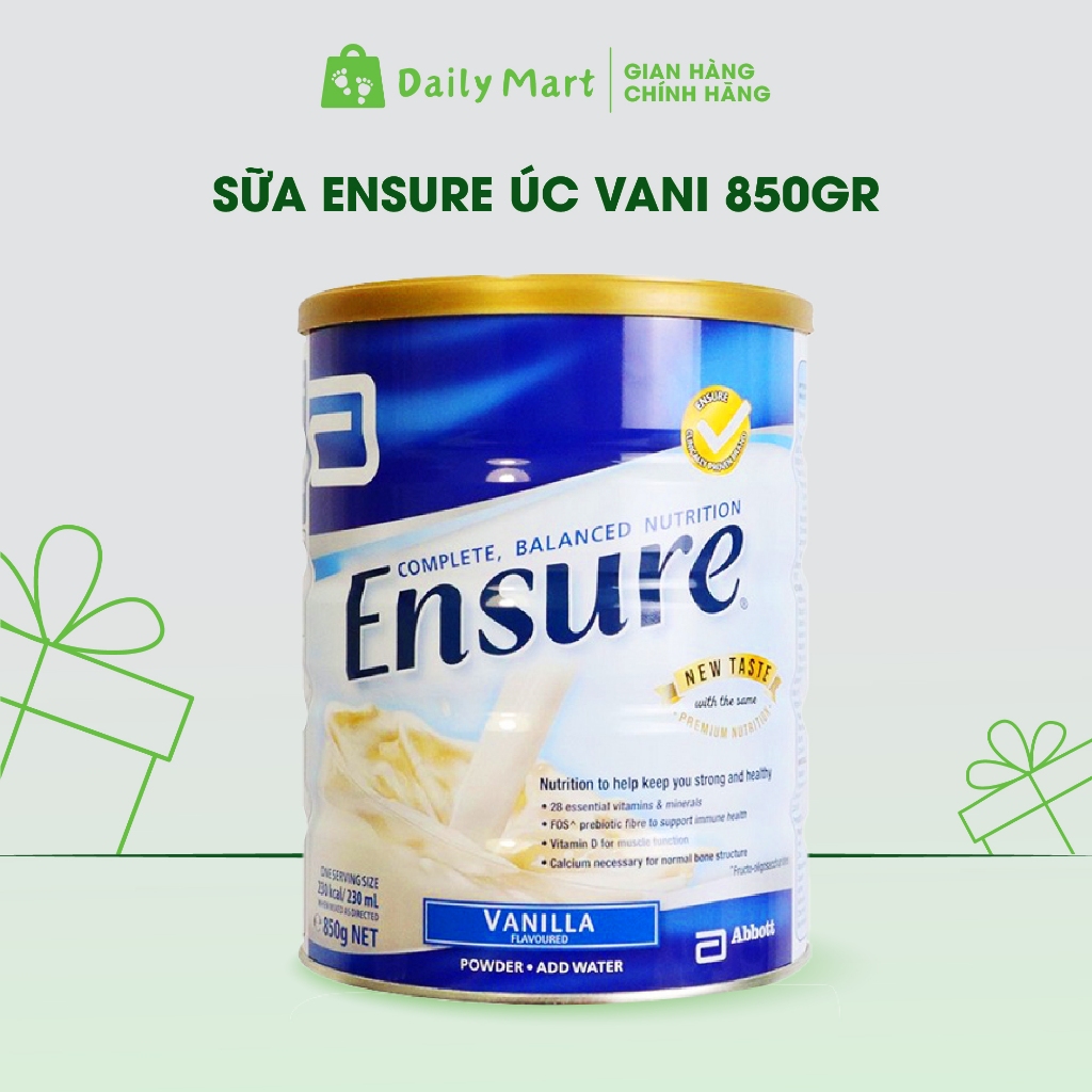 [Chính hãng] Sữa Ensure Úc vị vanilla lon 850gr bổ xung dinh dưỡng, năng lượng cho người già - Daily Mart