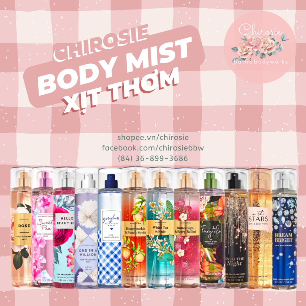 CHIROSIE | BBW Xịt thơm toàn thân Bath & Body Works 236ml chính hãng Auth Mỹ - full size