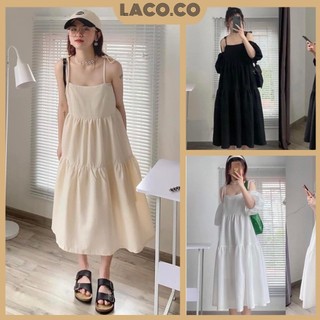 Váy babydoll 2 dây tay rời bánh bèo dày dặn, Đầm 2 dây tiểu thư mặc đi biển đi chơi MSP LACO71