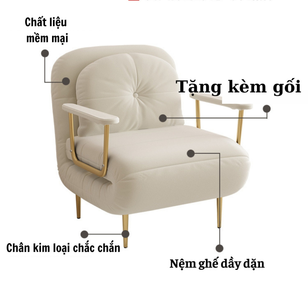 Ghế Sofa Giường Gấp Gọn 3 trong 1 Có Nhiều Chế Độ Có Thể Điều Chỉnh, Sofa Bed Có Khung Thép Chất Chịu Tải Đến 350KG | BigBuy360 - bigbuy360.vn