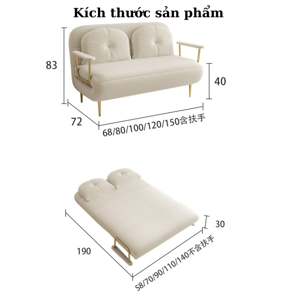 Ghế Sofa Giường Gấp Gọn 3 trong 1 Có Nhiều Chế Độ Có Thể Điều Chỉnh, Sofa Bed Có Khung Thép Chất Chịu Tải Đến 350KG | BigBuy360 - bigbuy360.vn