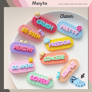 Sticker, Charm 3D chủ đề Bảng chữ DIY Mayto gắn Dép Cross, Dép Sục, Cá Sấu JB-120