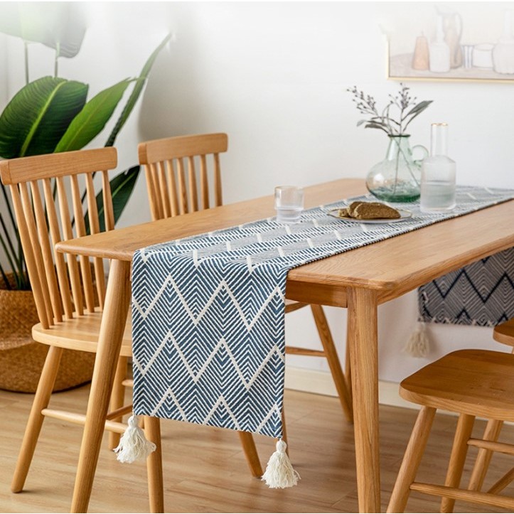 45*70/45*95/45*145cm KHĂN PHỦ TỦ KỆ vải thô mộc Vintage. Dải khăn phủ 4 góc tua rua đẹp trang nhã