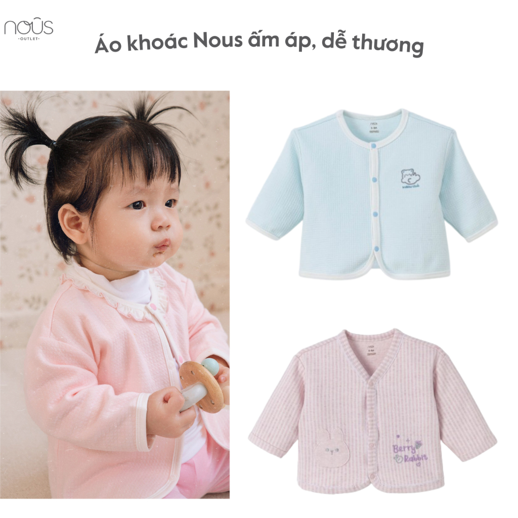 Áo khoác Nous ấm áp, dễ thương cho bé trai, bé gái (size 6-24M)