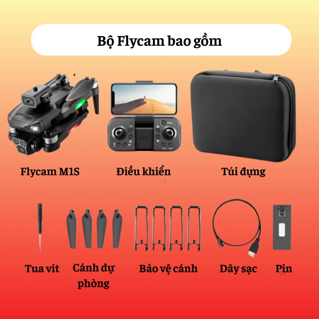 Flycam M1S Camera Full HD Siêu Nét, Play cam Dành Cho Người Mới, Fly cam Động Cơ Không Chổi Than | BigBuy360 - bigbuy360.vn