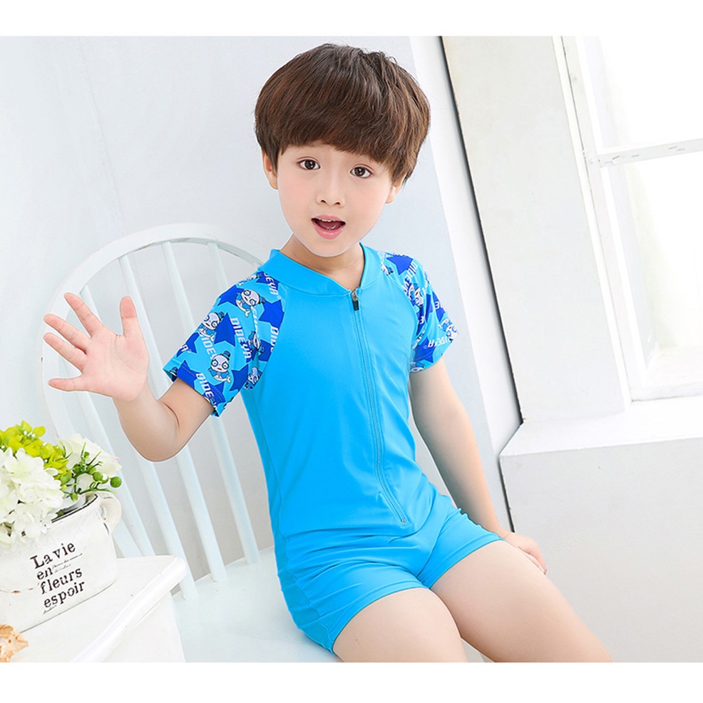 Bộ đồ bơi Thun lạnh Liền thân bé trai kèm nón bơi