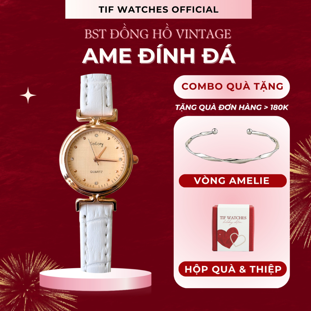 Đồng Hồ Dây Da Nữ Mặt Nhỏ AME Tif Watches Phong Cách Cổ Điển Thon Gọn Ôm Tay