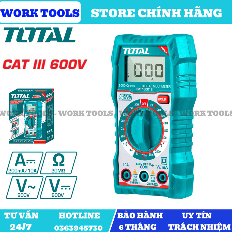 ĐỒ NGHỀ TOTAL Đồng hồ đo điện vạn năng TOTAL TMT460012
