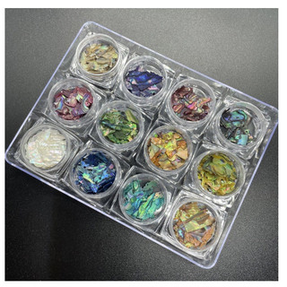 Set xà cừ 12 ô vân gỗ- xà cừ trang trí móng tay