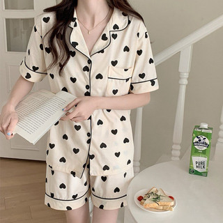 Pijama nữ, bộ đồ ngủ lụa tay ngắn quần ngắn họa tiết Hàn dễ thương, đơn giản