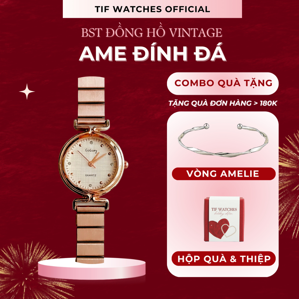 Đồng Hồ Đeo Tay Nữ AME Tif Watches dáng Hàn Quốc Phong Cách Sang Trọng Dành Cho Tay Nhỏ