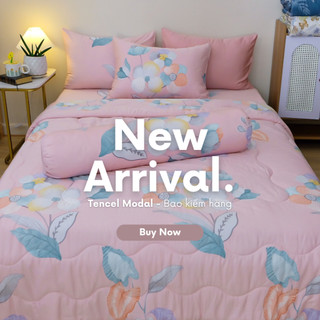 Bộ 5 món chăn ga gối tencel modal họa tiết hoa dâu