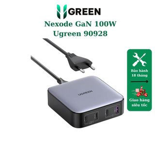 Củ sạc 2 cổng usb-c và 2 usb nexode công nghệ gan 100w màu đen ugreen 90928