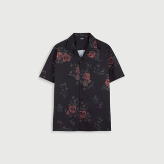  Áo sơ mi nam ROWAY vải lụa thoáng mát không nhăn form regular | Sơ mi họa tiết hồng đỏ 