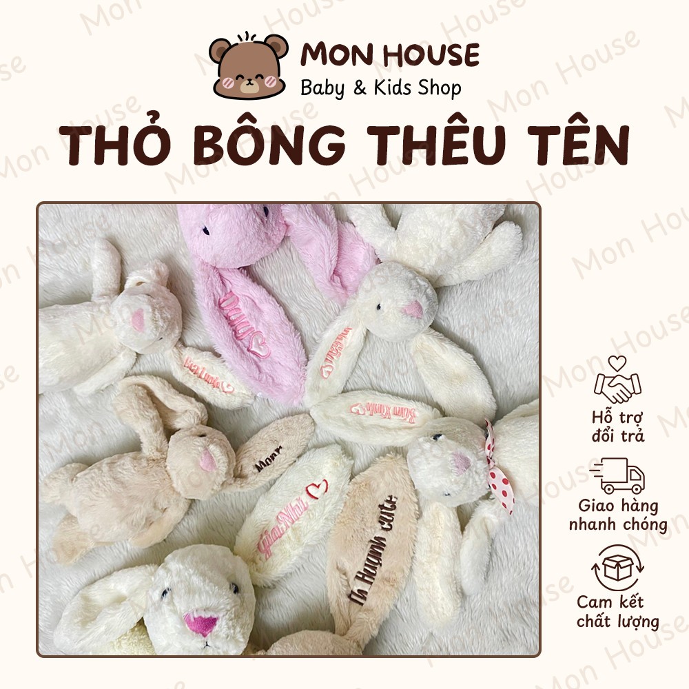 [Gấu thỏ 25cm] Thỏ bông lông mềm thêu tên cho bé theo yêu cầu, Món quà ý nghĩa, thỏ jellycat thêu tê