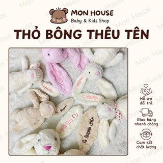 [Gấu thỏ 25cm] Thỏ bông lông mềm thêu tên cho bé theo yêu cầu, Món quà ý nghĩa, thỏ jellycat thêu tên