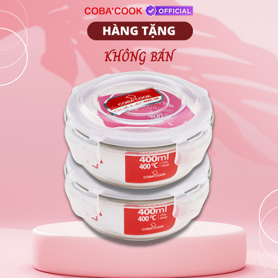 QUÀ TẶNG Bộ 2 Hộp Thủy Tinh Tròn 400ml COBACOOK
