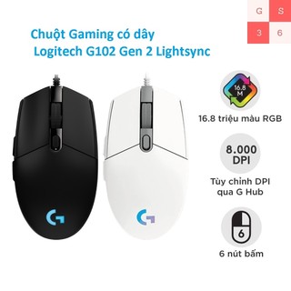 Chuột Gaming có dây Logitech G102 Gen 2 Lightsync - Hàng Chính Hãng