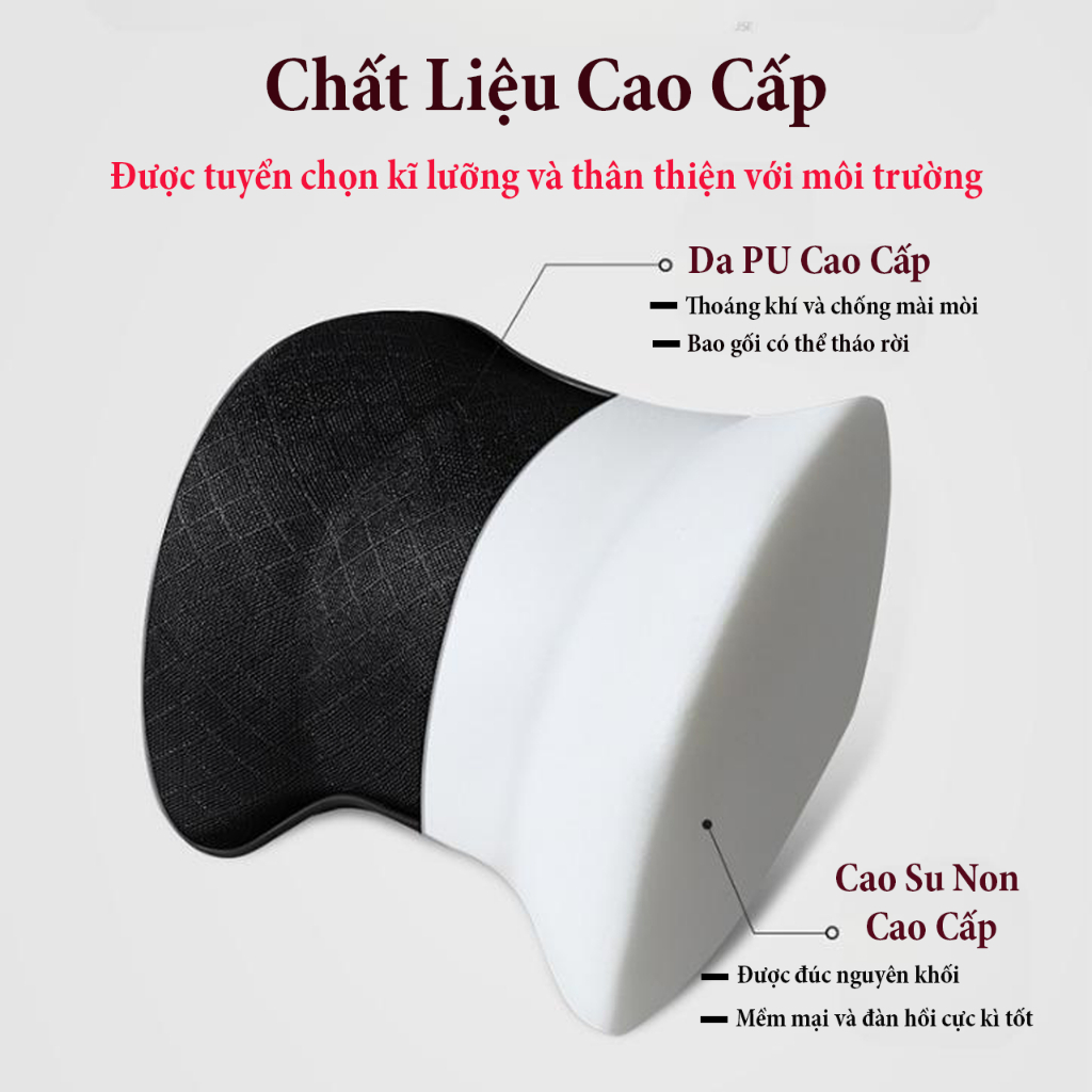 Gối Tựa Đầu, Tựa Lưng Ô Tô - Chất Liệu Cao Su Non Bọc Da Cao Cấp, Thoáng Khí, Chống Đau Lưng, Mỏi Cổ - Mẫu Mã Sang Trọng | BigBuy360 - bigbuy360.vn