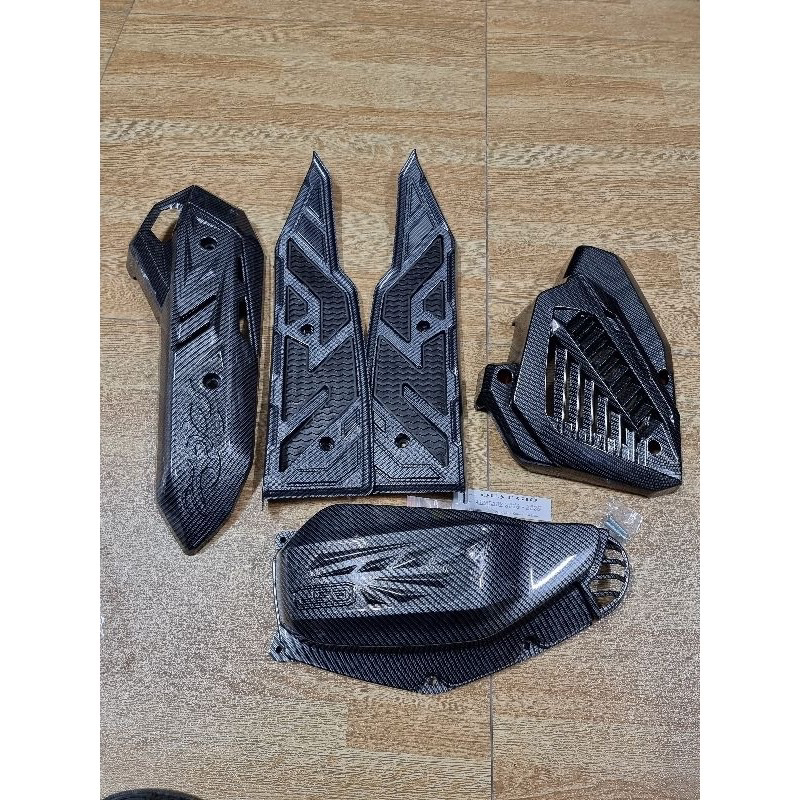 Bộ 4 món phụ kiện carbon AB Air Blade, Ốp pô + Sàn chân + Quạt gió + Bầu lọc gió xe AB AirBlade 2020