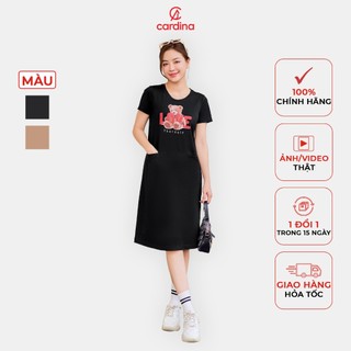 Đầm nữ CARDINA chất liệu cotton cao cấp cổ tròn tay cộc dáng suông tay cộc thoải mái năng động 4VSL01