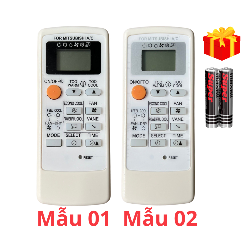 Điều khiển điều hòa Mitsubishi Mã 01 Inverter MP04A,remote máy lạnh Mitsubishi-Tặng kèm pin - GDCT
