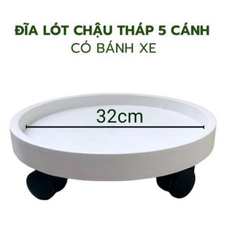 Đĩa lót chậu tháp có bánh xe, bộ đôi chậu tháp trồng rau thông minh,chịu trọng tải 60kg
