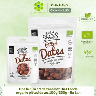 Chà là hữu cơ organic pitted dates Diet Food 100g/250g, chà là sấy dẻo, hạt dinh dưỡng ăn nhẹ, tạo ngọt sữa hạt