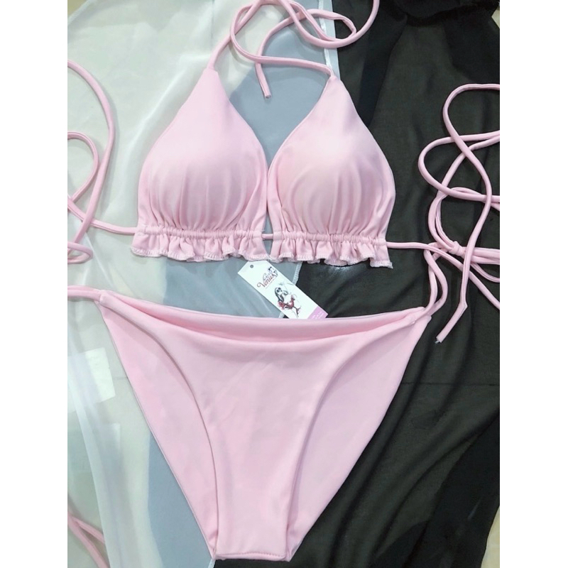 Bikini 2 mảnh tam giác quần kín Mông áo bassic dây dài đủ màu. HÌNH THẬT