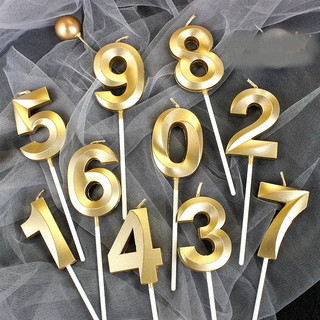 Nến số cắm bánh kem màu vàng gold (từ 0 đến 9)